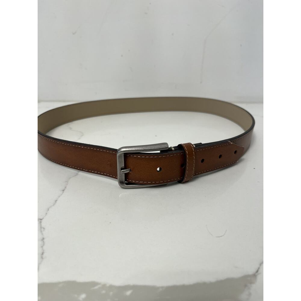 Goodfellow Mens Leather Brown Dress Belt 40" Nickel Buckle